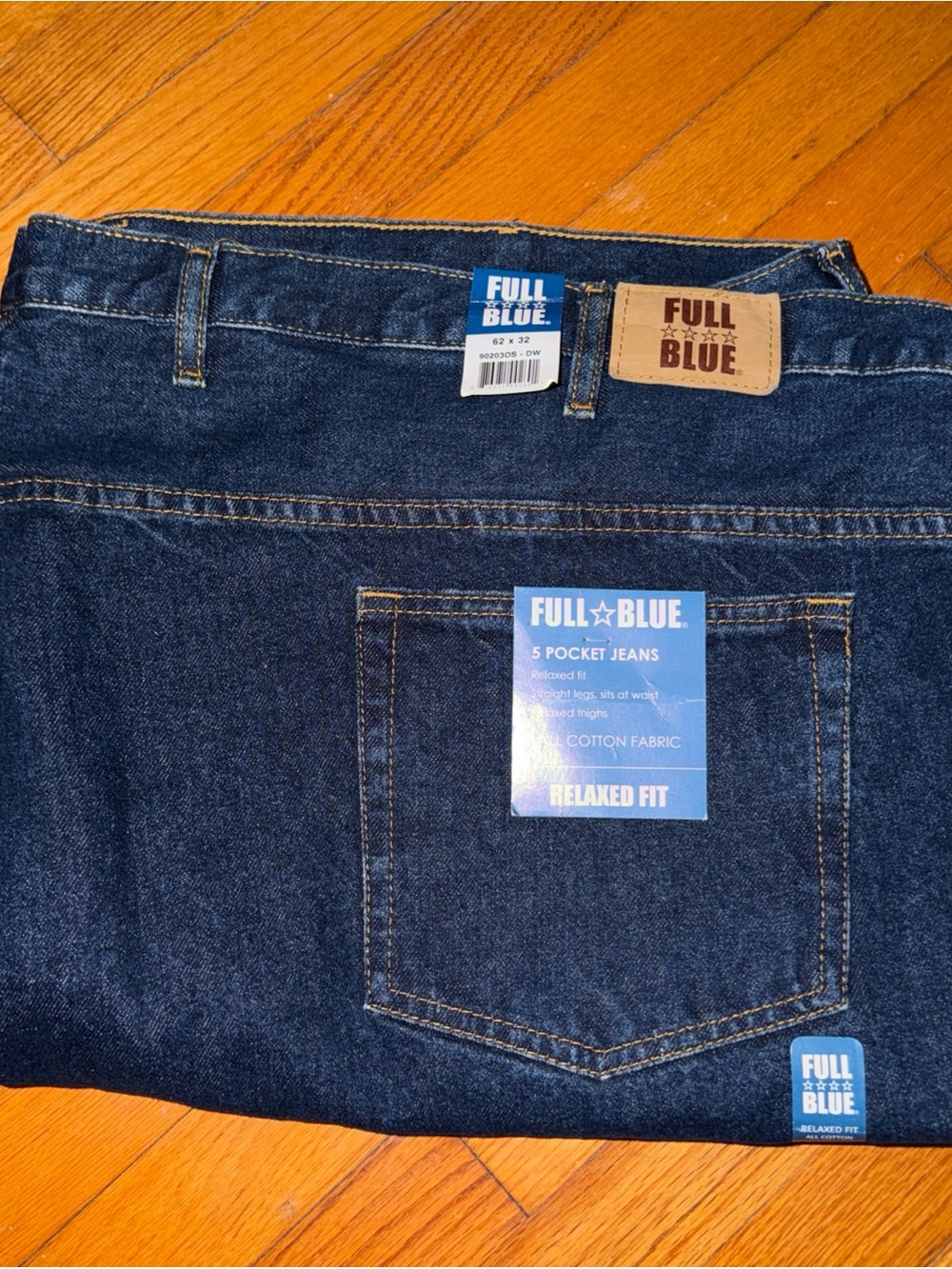 Full Blue Blue Jeans Relaxed Fit Big & Tall  62x32  62 Inch Waist Mens NWT NEW
